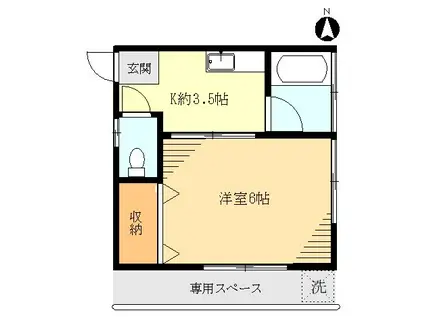 コーポ第三フクジュ(1K/1階)の間取り写真