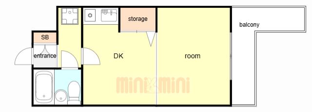 グランピア上甲子園(1DK/3階)の間取り写真