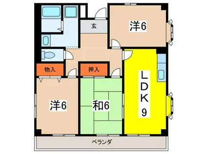 ドルミM宝塚(3LDK/4階)の間取り写真