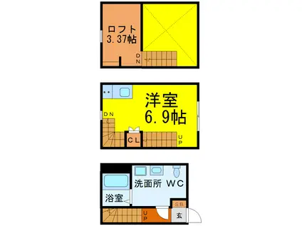 バステトこがね(1K/2階)の間取り写真