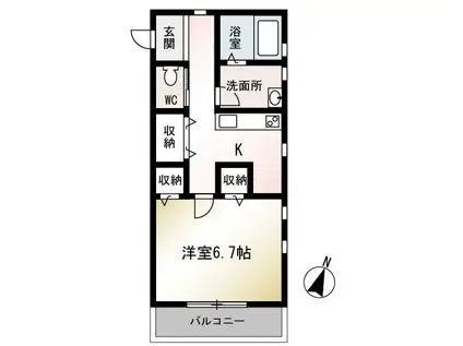 グラン ヴェール(1K/2階)の間取り写真