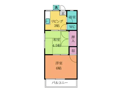 カトレア荘(2K/2階)の間取り写真