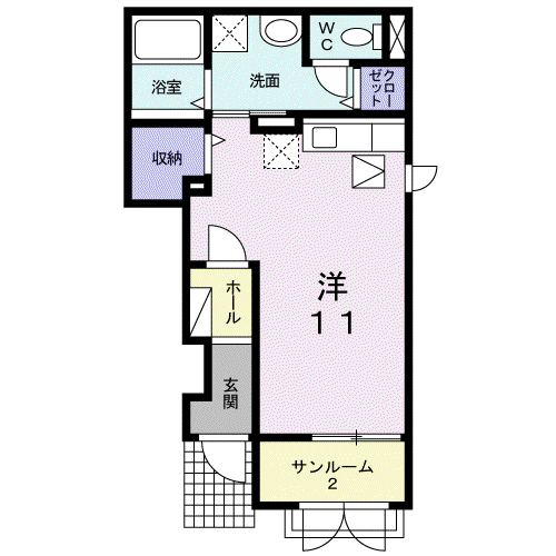 コートドールI(ワンルーム/1階)の間取り写真