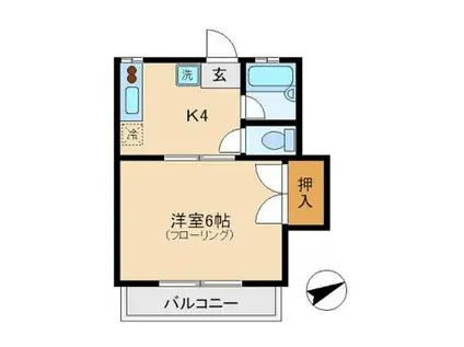 ハイム吉久NO.1(1K/1階)の間取り写真