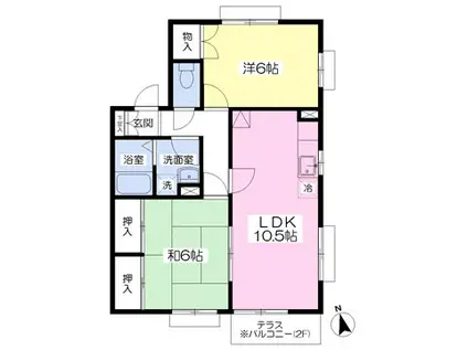 メゾン・イツミD棟(2LDK/1階)の間取り写真