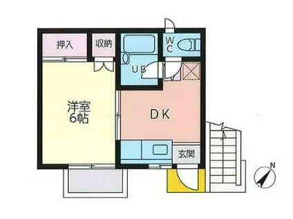 パティオK(1DK/1階)の間取り写真