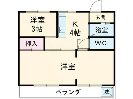 南大ハイツ(1LDK/2階)の間取り写真