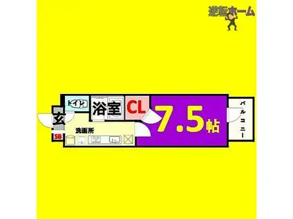 ベルファース川原通(1K/11階)の間取り写真