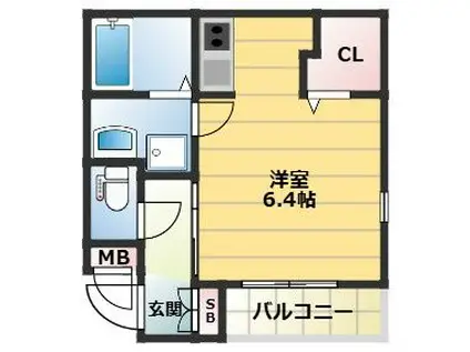 サンハイツ天下茶屋(1K/2階)の間取り写真