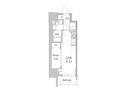 プレサンスロジェ泉高岳(1LDK/15階)の間取り写真