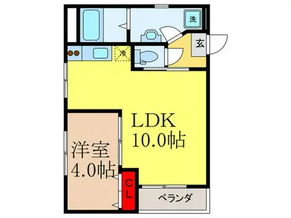 TOMYUフラットII(1LDK/3階)の間取り写真