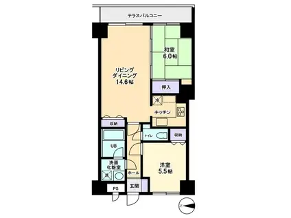 信開クレベール金沢駅西(2LDK/13階)の間取り写真