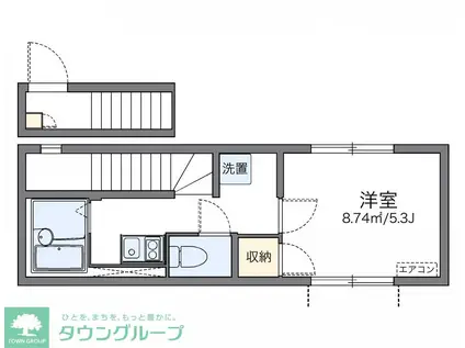 レオネクストディヴェルソ(1K/2階)の間取り写真