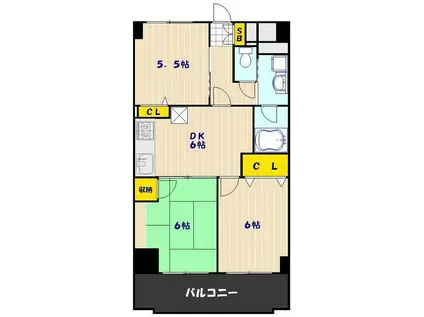 チェスターハウス川口(3DK/7階)の間取り写真