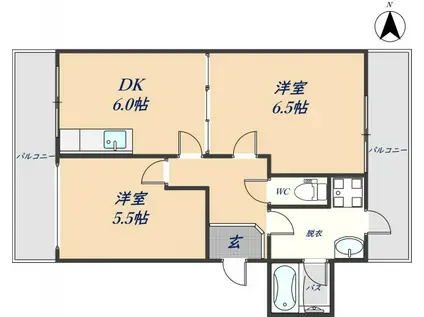 コーポKM(2DK/4階)の間取り写真
