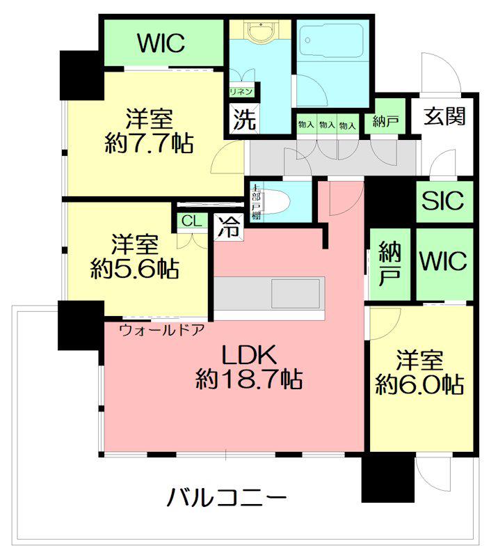 THE TOWER 湘南辻堂(3LDK/26階)の間取り写真