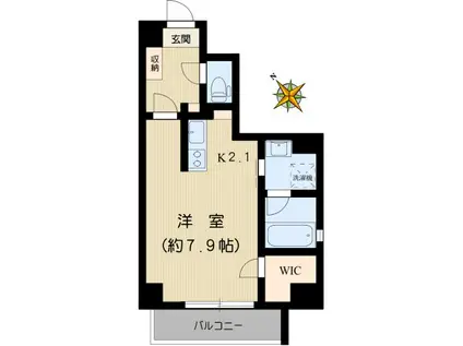 グリューネ白山(1K/3階)の間取り写真