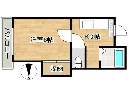 A1長町II(1K/3階)の間取り写真