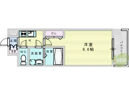 スプランディッドⅠ(1K/3階)の間取り写真