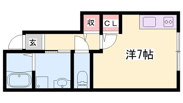リープラス赤穂II(ワンルーム/1階)の間取り写真