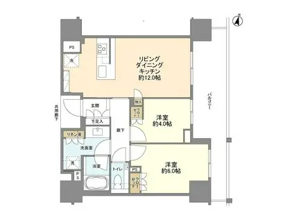 ブランズ本郷(2LDK/5階)の間取り写真