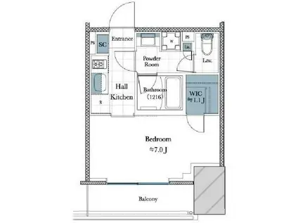 ピアース赤坂(1K/7階)の間取り写真