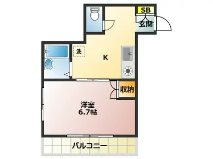 ベルフォレスト(1K/2階)の間取り写真