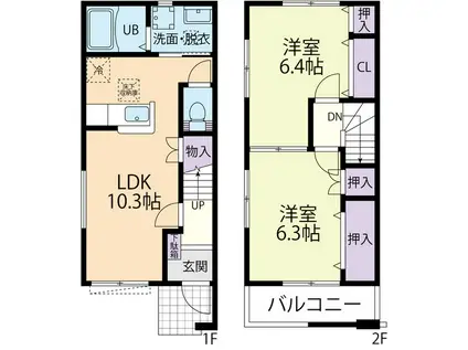 レジデンスガーデン 風(2LDK/1階)の間取り写真