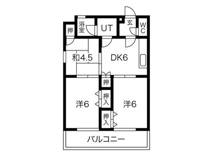 シャトーシャルマン(3DK/6階)の間取り写真