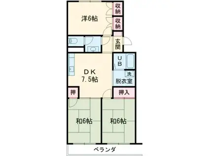 メゾン茶の久A(3DK/3階)の間取り写真