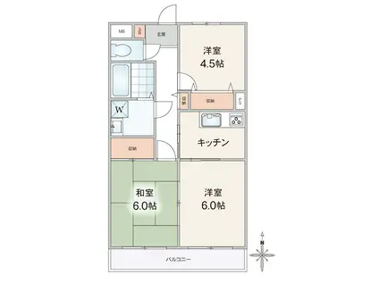 フロントパークヨシダ(3K/2階)の間取り写真