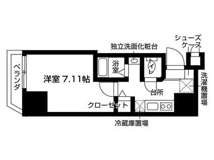 ヒルズ八幡山(1K/4階)の間取り写真
