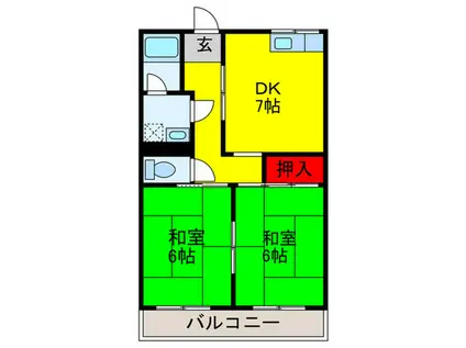 サンハイツF(2DK/2階)の間取り写真