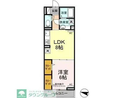 エクセリア上鷺宮II(1LDK/2階)の間取り写真