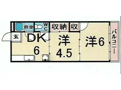 攝陽ハイツ開明町(1LDK/2階)の間取り写真