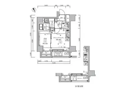 QUALITAS浜田山(1DK/2階)の間取り写真