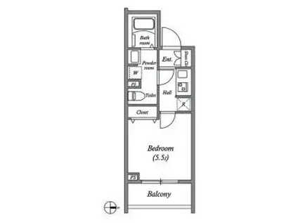 GENOVIA 大崎 SKYGARDEN(1K/4階)の間取り写真
