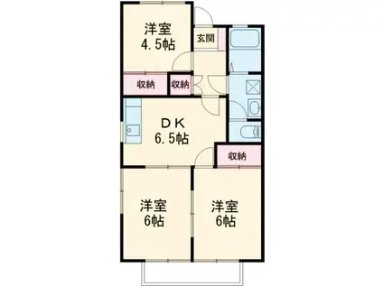 ウィングコート向山B(3DK/1階)の間取り写真