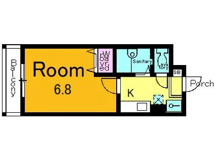 ハイジ励山(1K/3階)の間取り写真