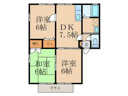 光和荘(3DK/2階)の間取り写真