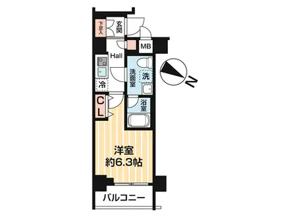 MAXIV BANDOBASHI TWIN イースト(1K/6階)の間取り写真