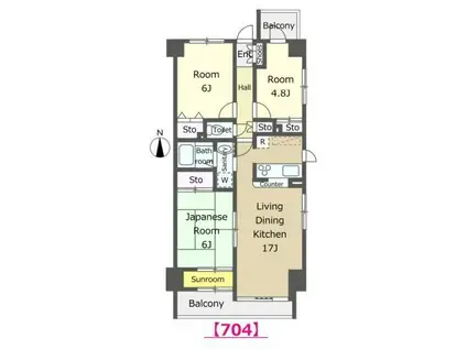 グラーサ・グランペール(3LDK/7階)の間取り写真