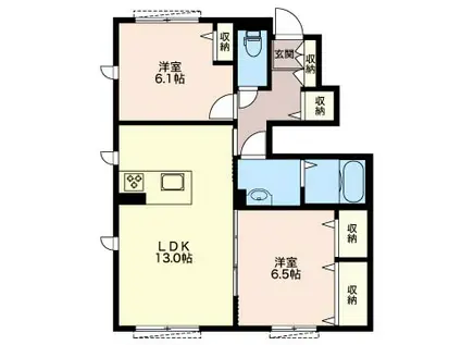 ビューテラス(2LDK/1階)の間取り写真