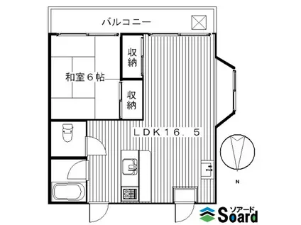 東ハイツかんざわ(1LDK/1階)の間取り写真