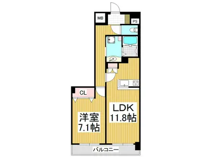 VILLA DEST OHTE A(1LDK/2階)の間取り写真