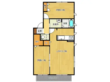 シャトーコエモンJ棟(2LDK/1階)の間取り写真