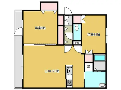 センターヒルIII(2LDK/1階)の間取り写真