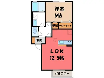 グランジェ I(1LDK/2階)の間取り写真