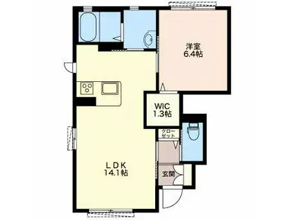 ノーブル(1LDK/1階)の間取り写真