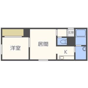 リヴェール八軒(1LDK/1階)の間取り写真
